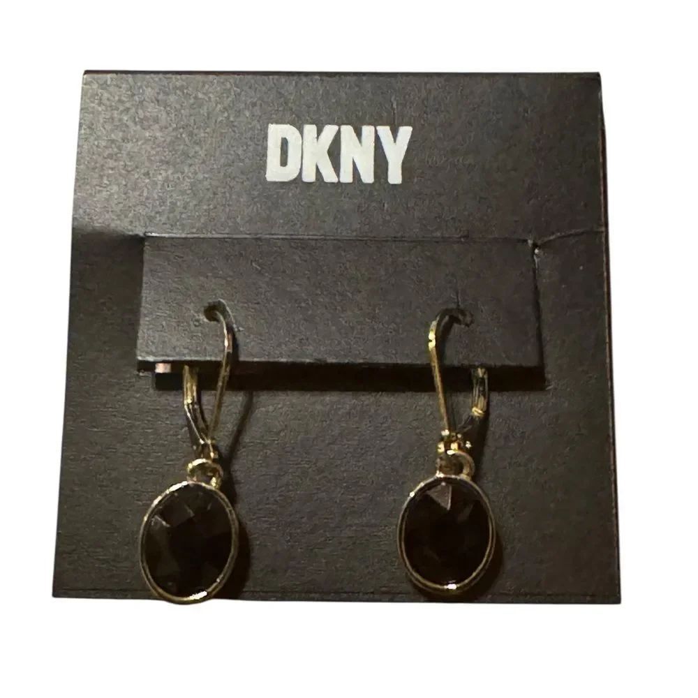 DKNY Black and Gold Drop Earrings